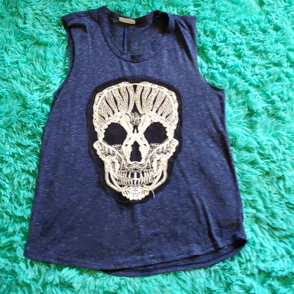 Mary Jane embroidered skull tank